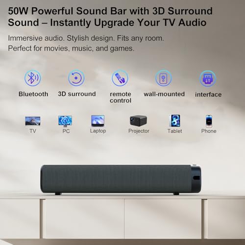 50W Bluetooth Soundbar with 3D Surround Sound V8147