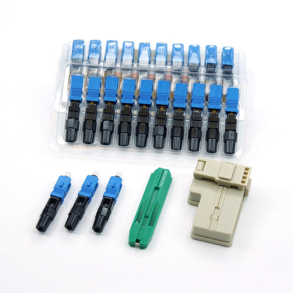 100pcs SC APC Fiber Optic Quick Connector with Matched Tools, Single Mode SM 9/125 Mechanical Fast Connectors F492989