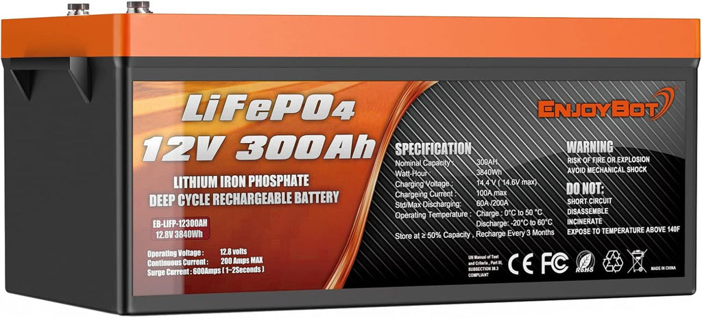 LiFePO4 12V 300Ah Lithium Iron Phosphate Battery with 200A BMS D8559
