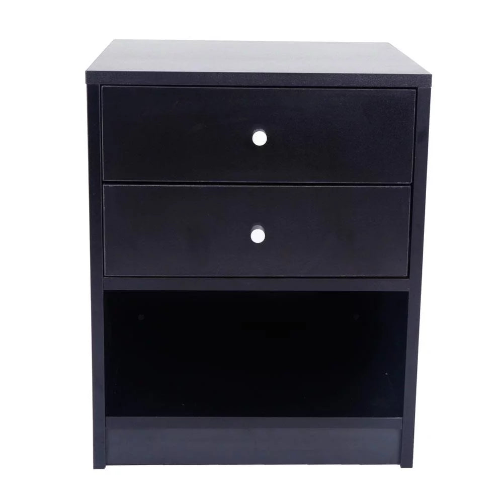 2 Drawer Black Wooden Nightstand X795