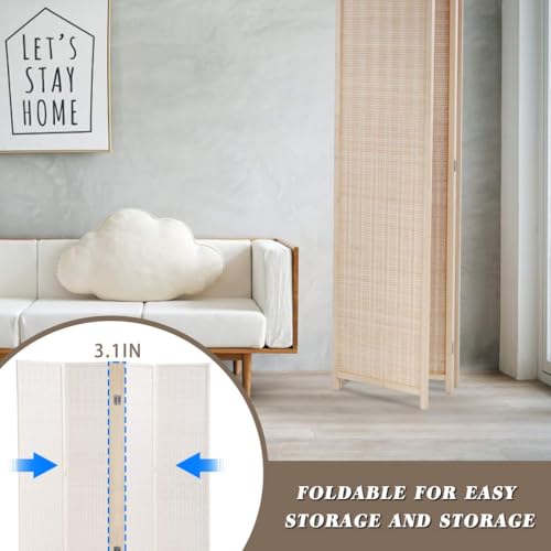 Natural Bamboo 6 Panel Room Divider O373196