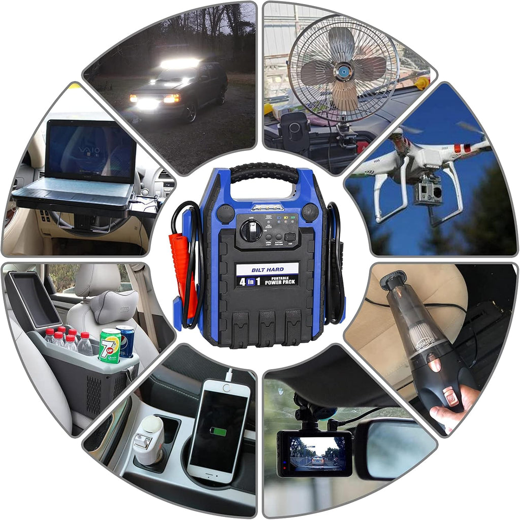 900 Peak/400 Instant Amps Portable Power Station Jump Starter with Air Compressor Y55416