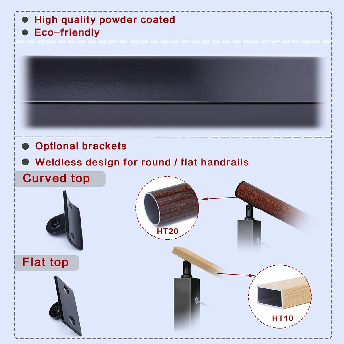 Black Stainless Steel Surface Mount Cable Railing Post 36"x2"x2" 2Pack B7872