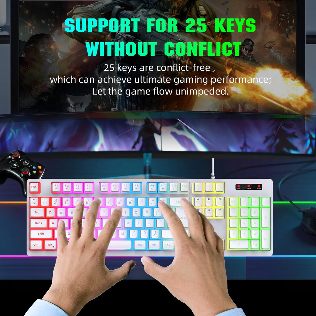 RGB Backlit Mechanical Gaming Keyboard with ABS Pudding Keycaps Y4146
