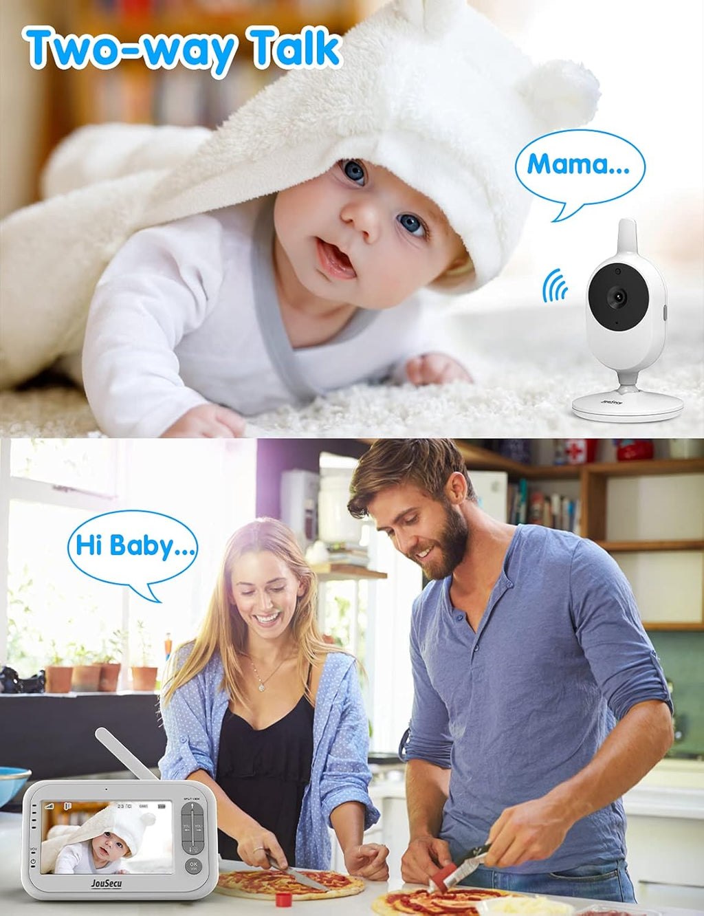 4.3 Inches LCD Split Screen Baby Monitor with Camera and Audio M240289