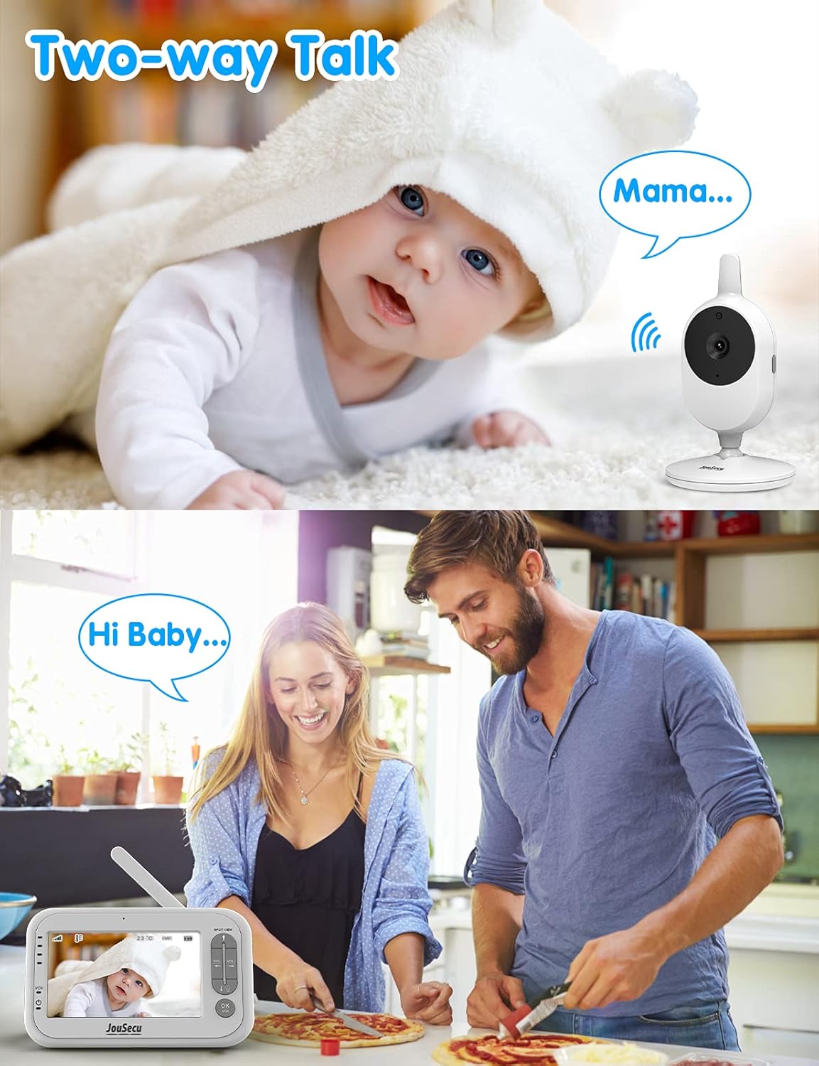 4.3 Inches LCD Split Screen Baby Monitor with Camera and Audio M240289