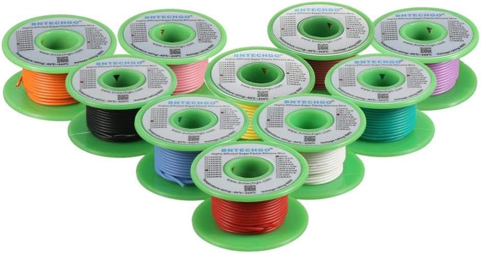 16 Gauge Silicone Wire Kit 10 Color 25 ft Flexible 16 AWG Stranded Tinned Copper Wire Pack of 2 X349