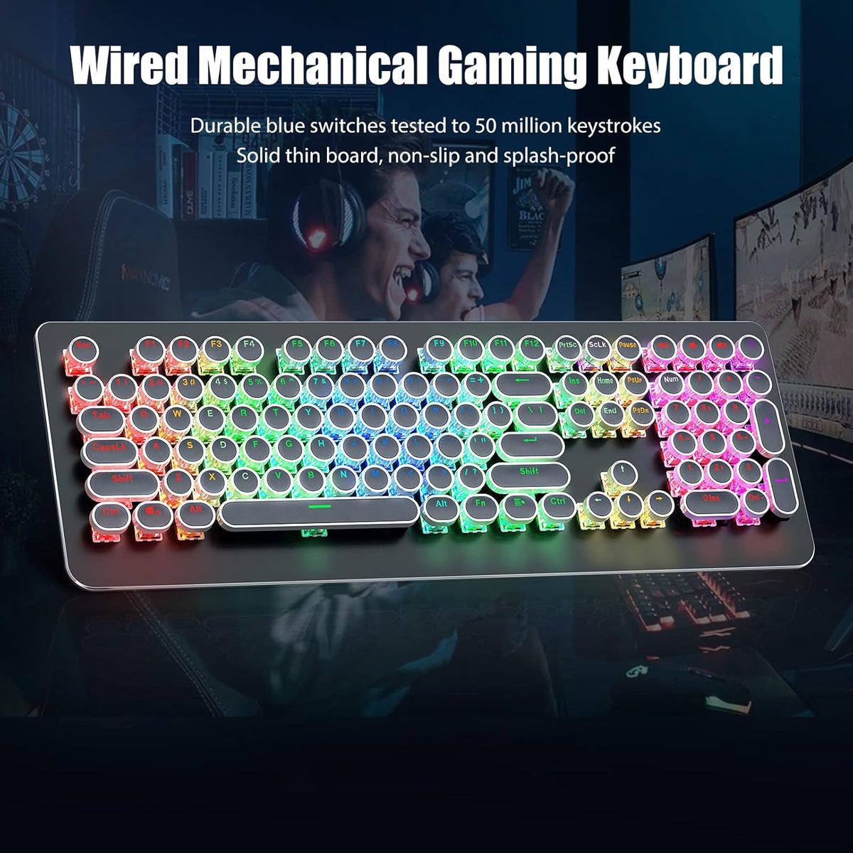 Black 108-Key Mechanical Gaming Keyboard with Blue Switch B54112