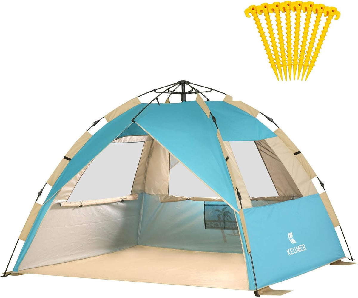 Beach Tent with SPF UV 50+ Protection, 4 Person Pop Up Beach Shade X773634