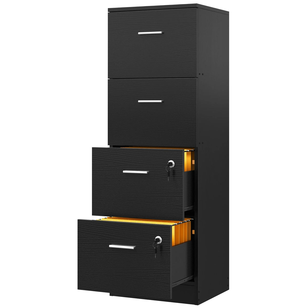 Black 4 Drawers Lockable File Cabinet R338713