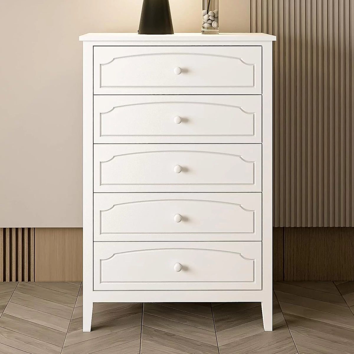 White 5 Drawer Wood Dresser X83961
