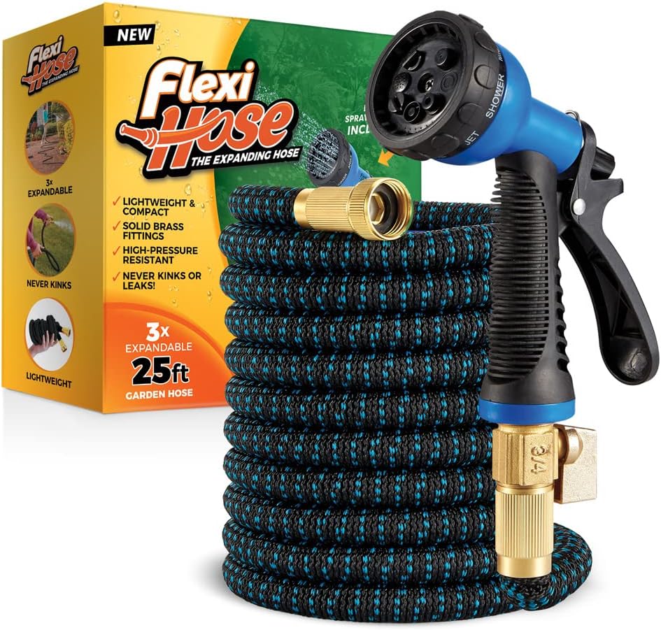 100 ft Black Expandable Garden Hose with Brass Fittings, Pack of 2 W753642