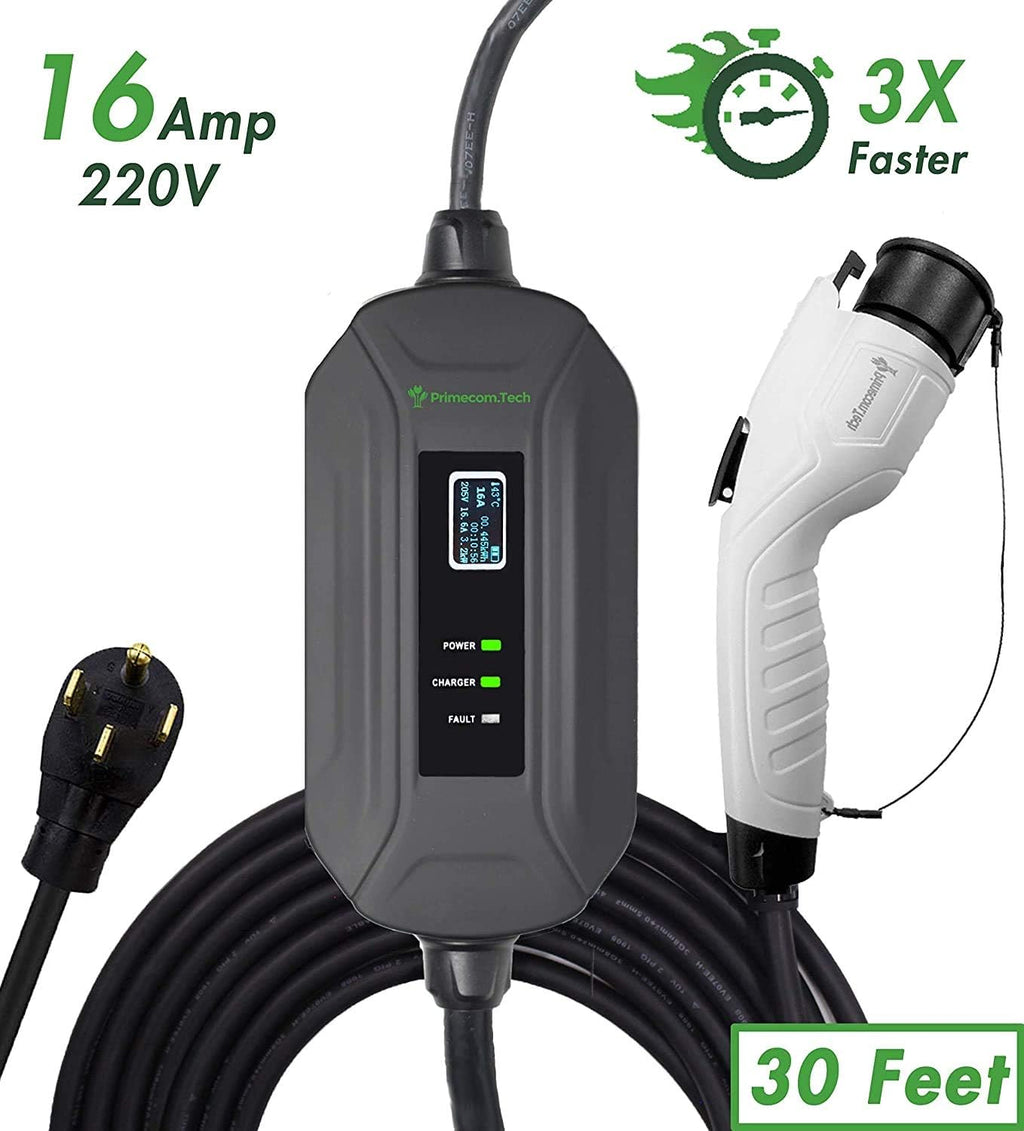 Level 2 Portable Electric Vehicle Charger, 16Amp, 30 Feet S20619