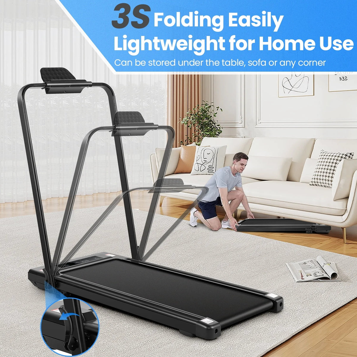 Folding Walking Pad Treadmill with Remote Control C265985