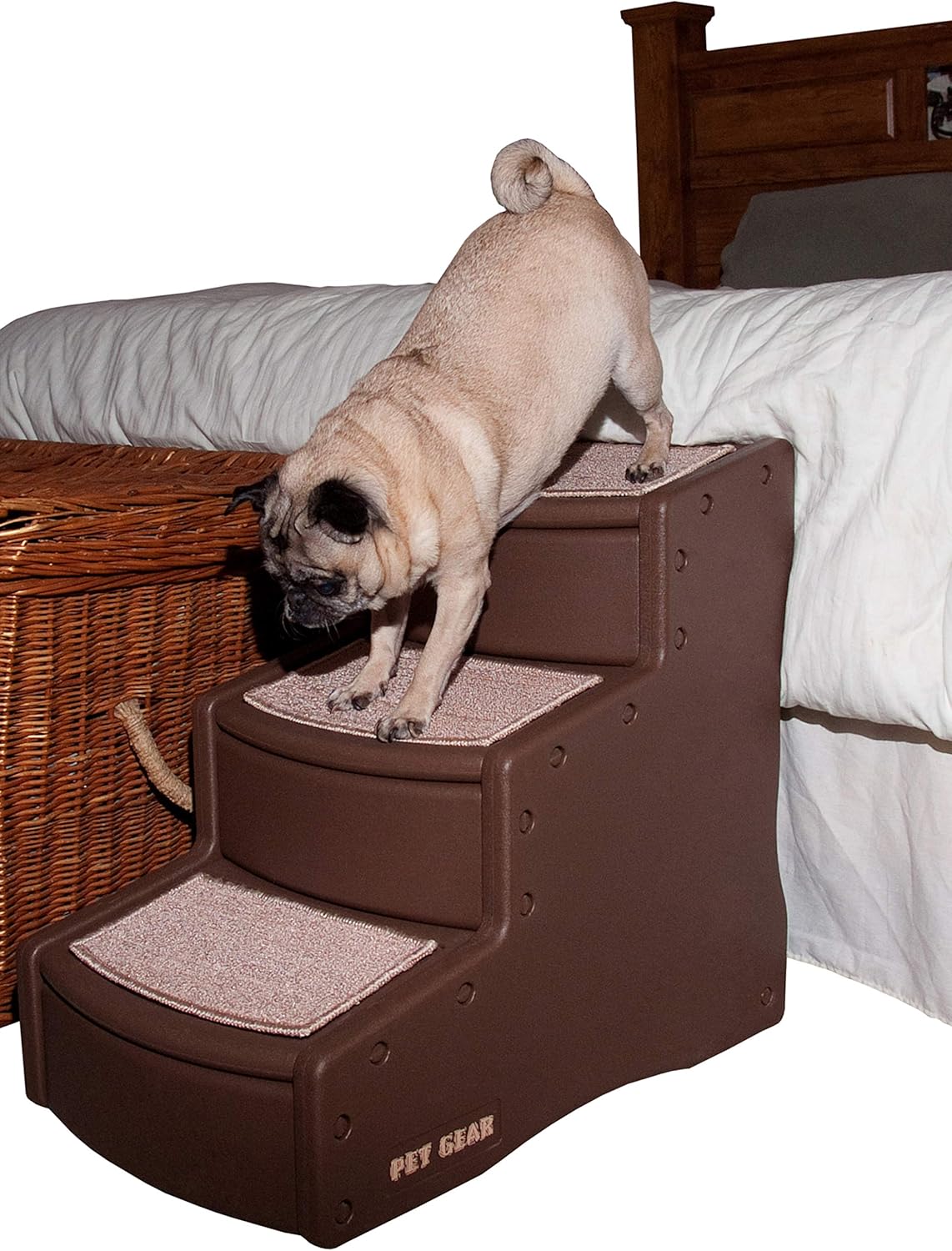 Pet Stairs, 3 Step, Removable Washable Carpet Treads, Pack of 2 B517348
