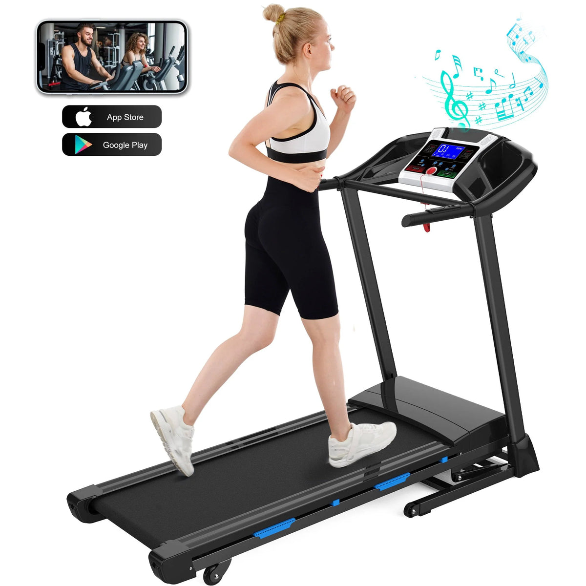 3.25HP Folding Electric Treadmill 9mph 15-Level Auto Incline Black U223998