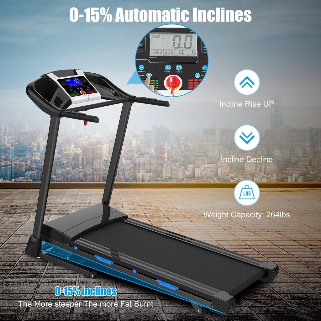 3.25HP Folding Electric Treadmill 9mph 15-Level Auto Incline Black U223998