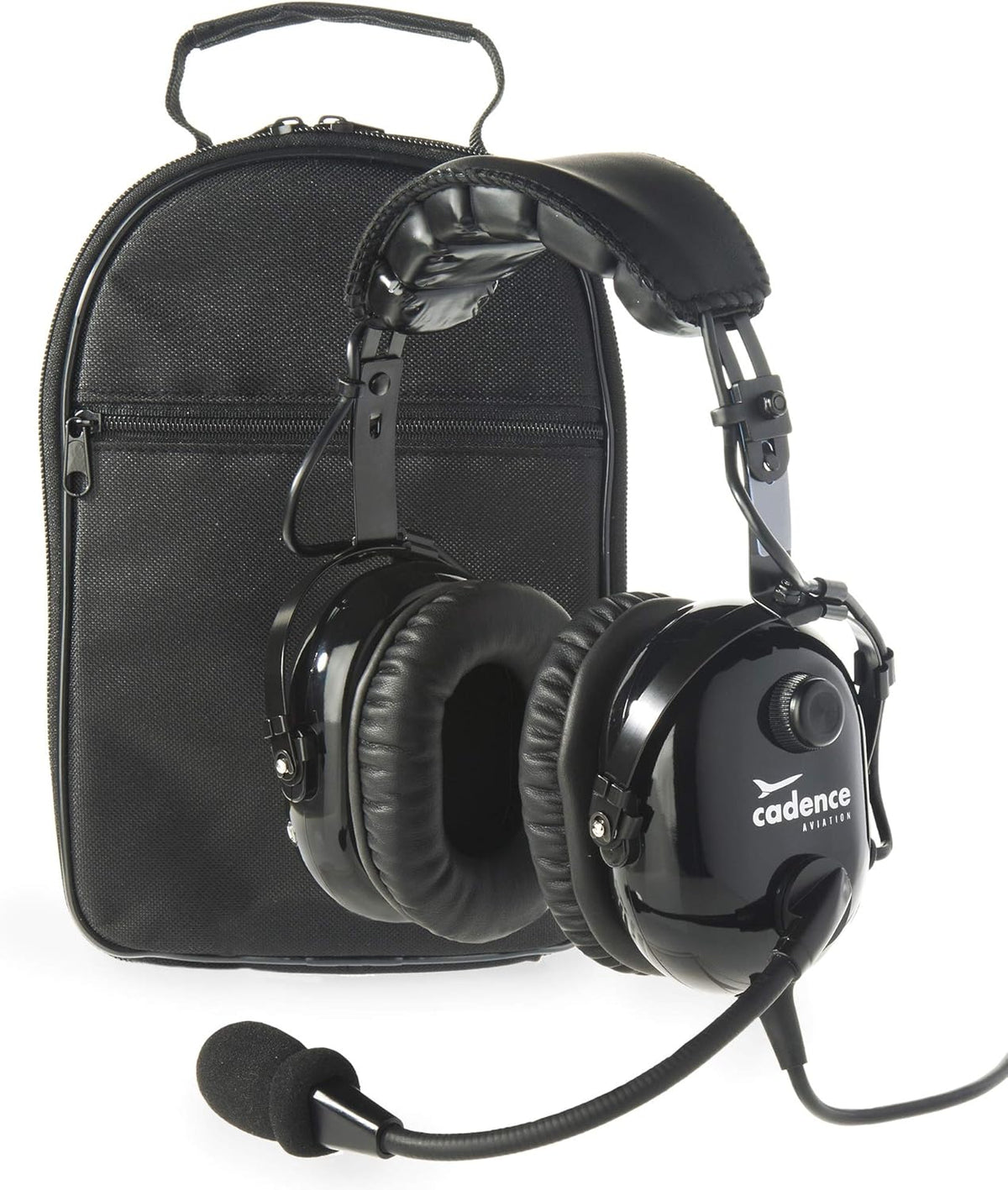 Jet Black Aviation Headset with Aux Input and Carrying Case S8419