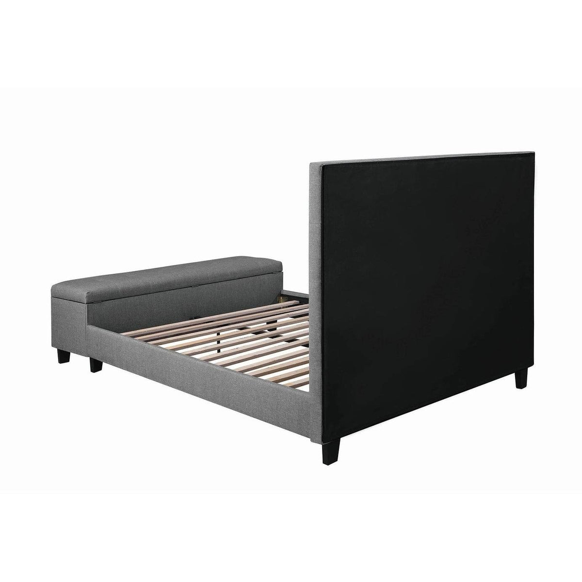 Gray Button Tufted Bed with Attached Storage Bench F5197