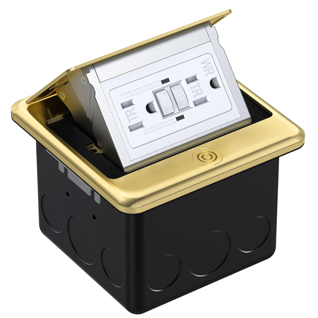 Black Pack of 2 Pop Up Floor Outlet Covers Box with 15 Amp Stainless Steel GFCI Tamper Resistant Receptacle Outlet A119118