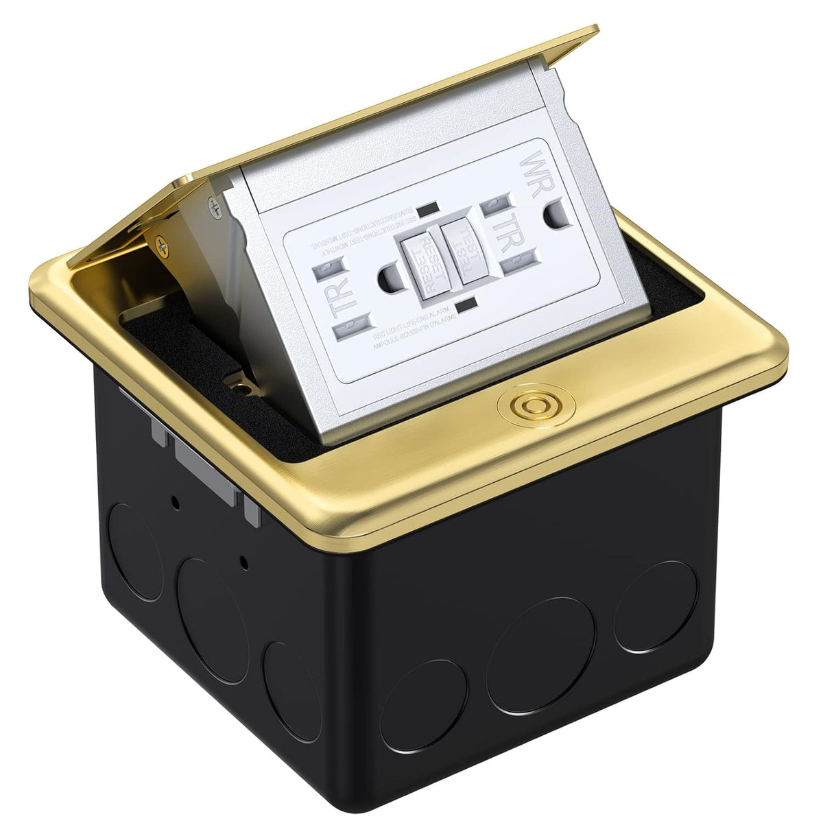 Black Pack of 2 Pop Up Floor Outlet Covers Box with 15 Amp Stainless Steel GFCI Tamper Resistant Receptacle Outlet A119118