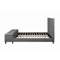 Gray Button Tufted Bed with Attached Storage Bench F5197