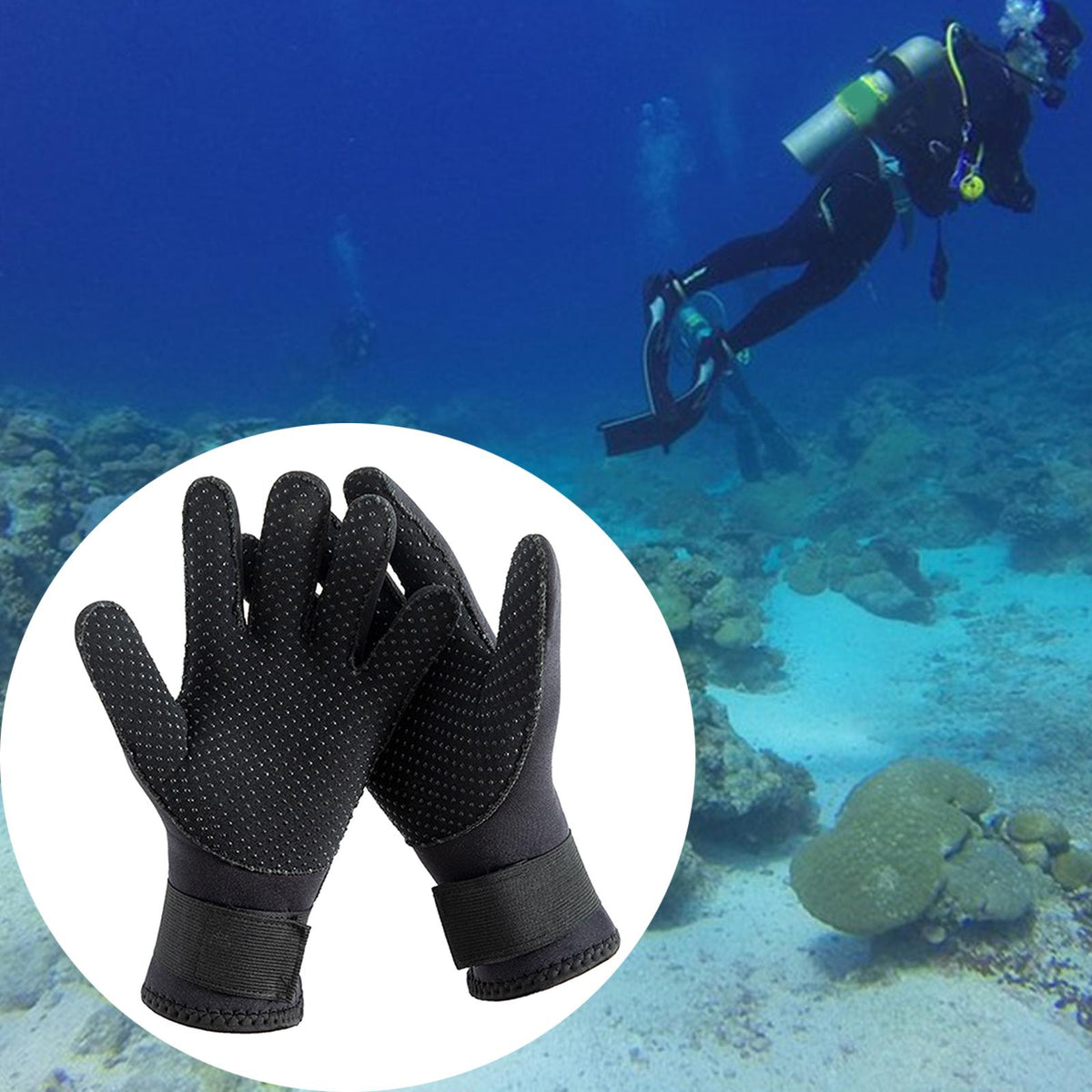 3mm Neoprene Five Finger Wetsuit Gloves A355897