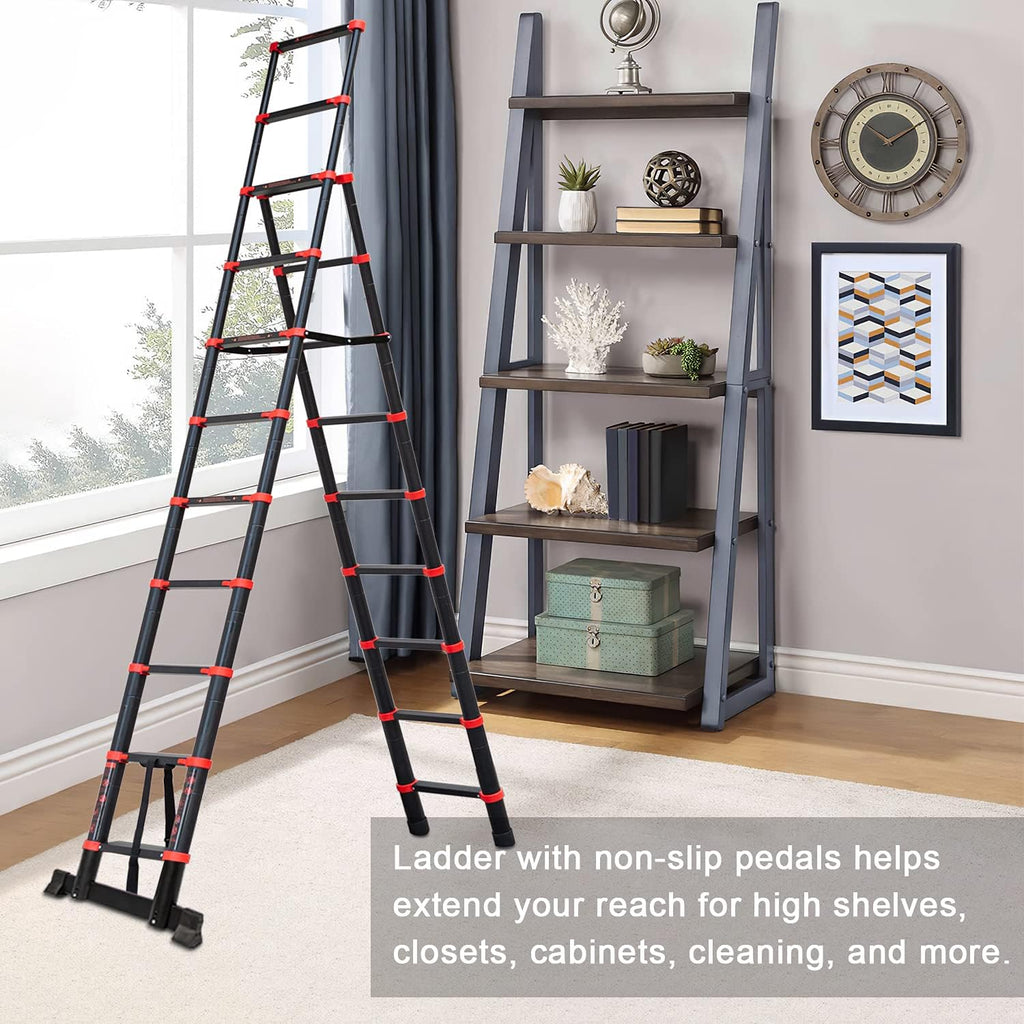 Adjustable Aluminum Telescoping Ladder, 330 lb-Capacity W24739