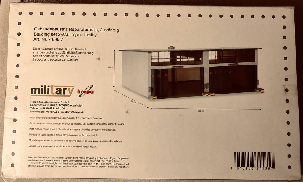 Military Building Set 2-Stall Repair Facility 1:87 Scale E682