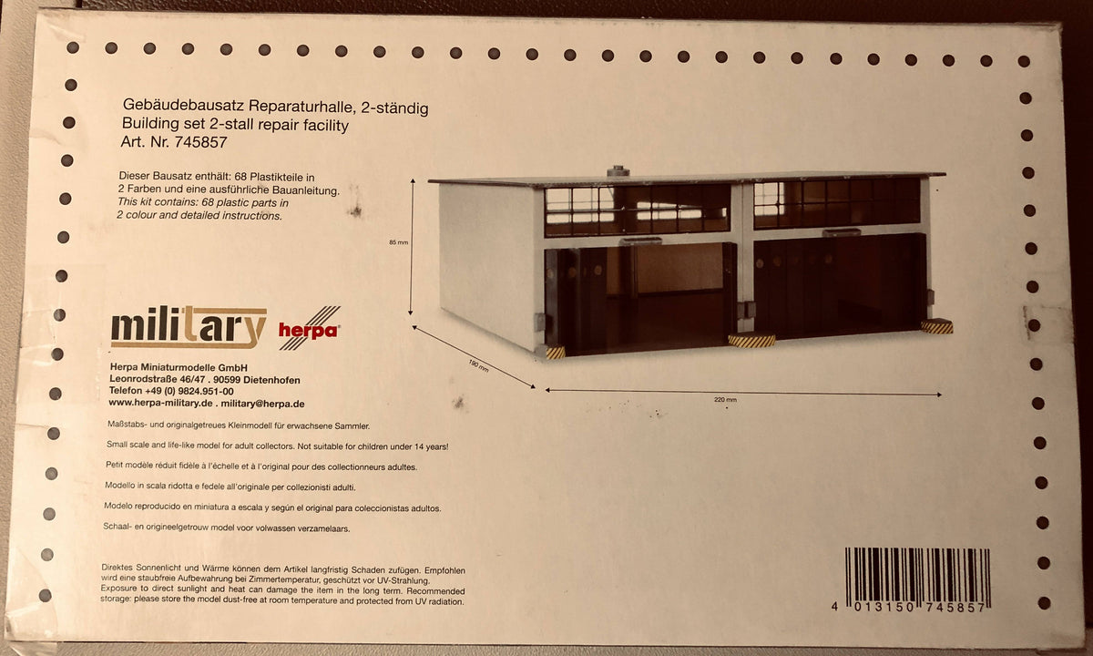 Military Building Set 2-Stall Repair Facility 1:87 Scale E682