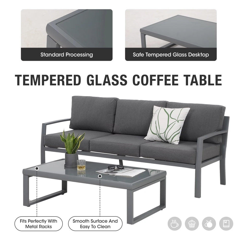 4 Piece Metal Patio Furniture Set with Cushions S2908