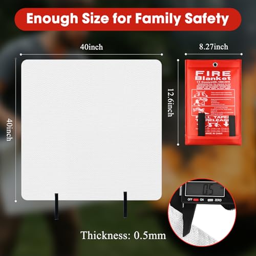 4 Pack 40'' x 40'' Fiberglass Fire Blanket K80483