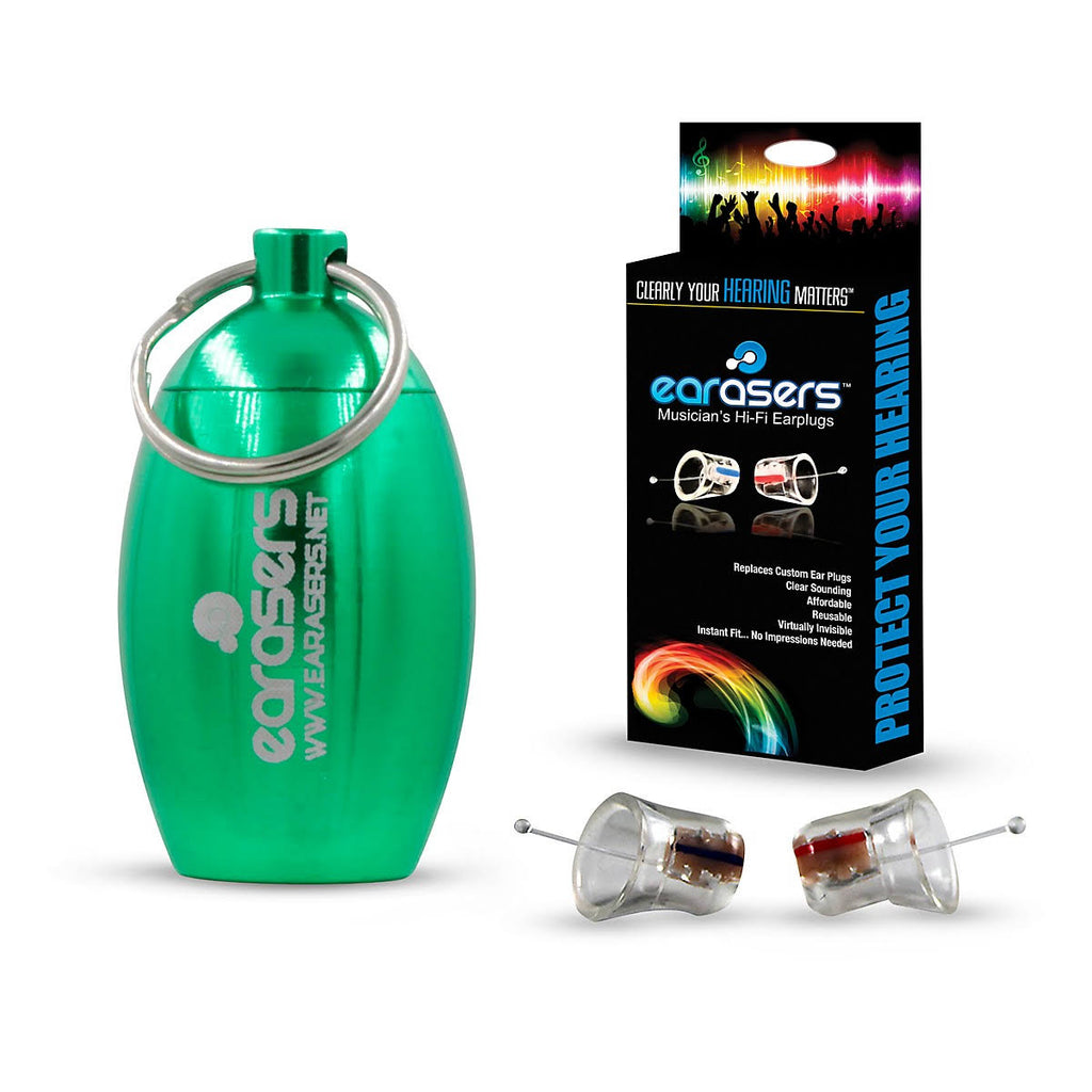 Green Musicians Ear Plugs with Carrying Case Y90200