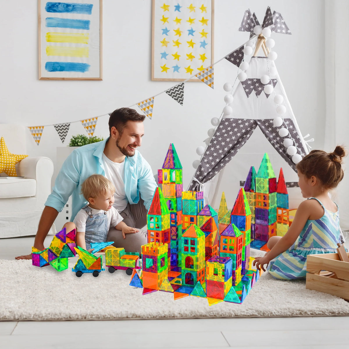 120 Pcs 3D Color Magnet Building Tiles Set J909033