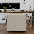 White Rolling Kitchen Island with Storage Cabinet M720