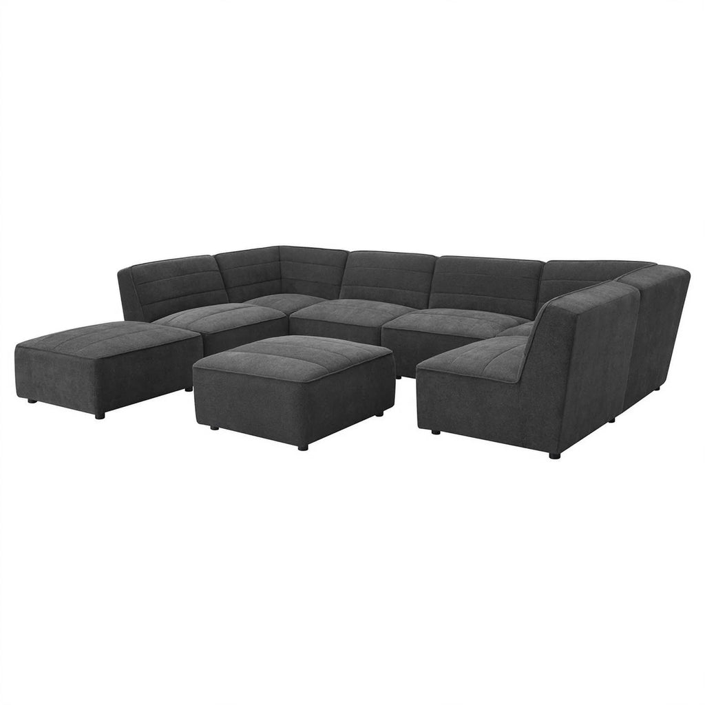 Dark Charcoal Upholstered Square Fabric Ottoman E20961