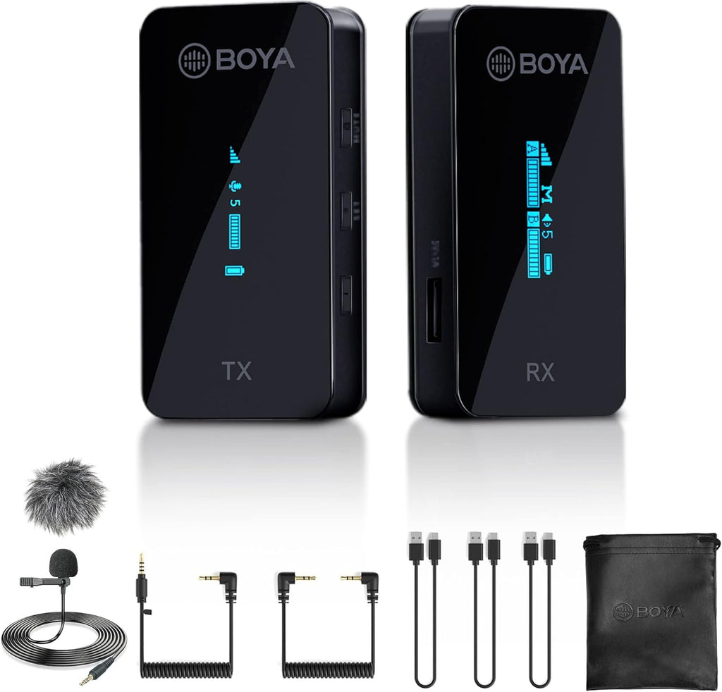 2.4GHz Wireless Dual Channel Cordless Lavalier Microphone System for Phone Camera B88955
