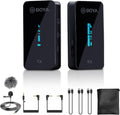 2.4GHz Wireless Dual Channel Cordless Lavalier Microphone System for Phone Camera B88955