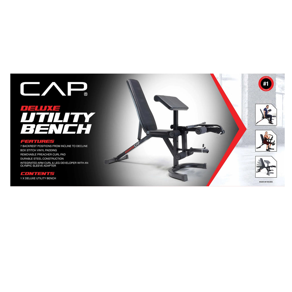 Adjustable Utility Weight Bench with Preacher Curl and Leg Press Attachment T78505