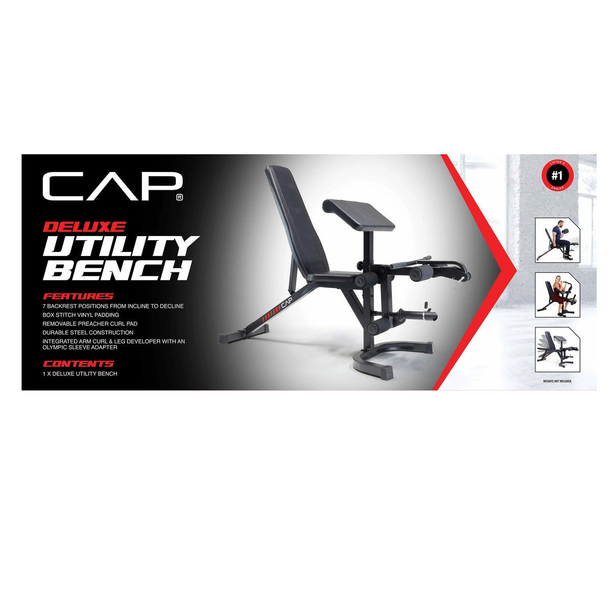 Adjustable Utility Weight Bench with Preacher Curl and Leg Press Attachment T78505