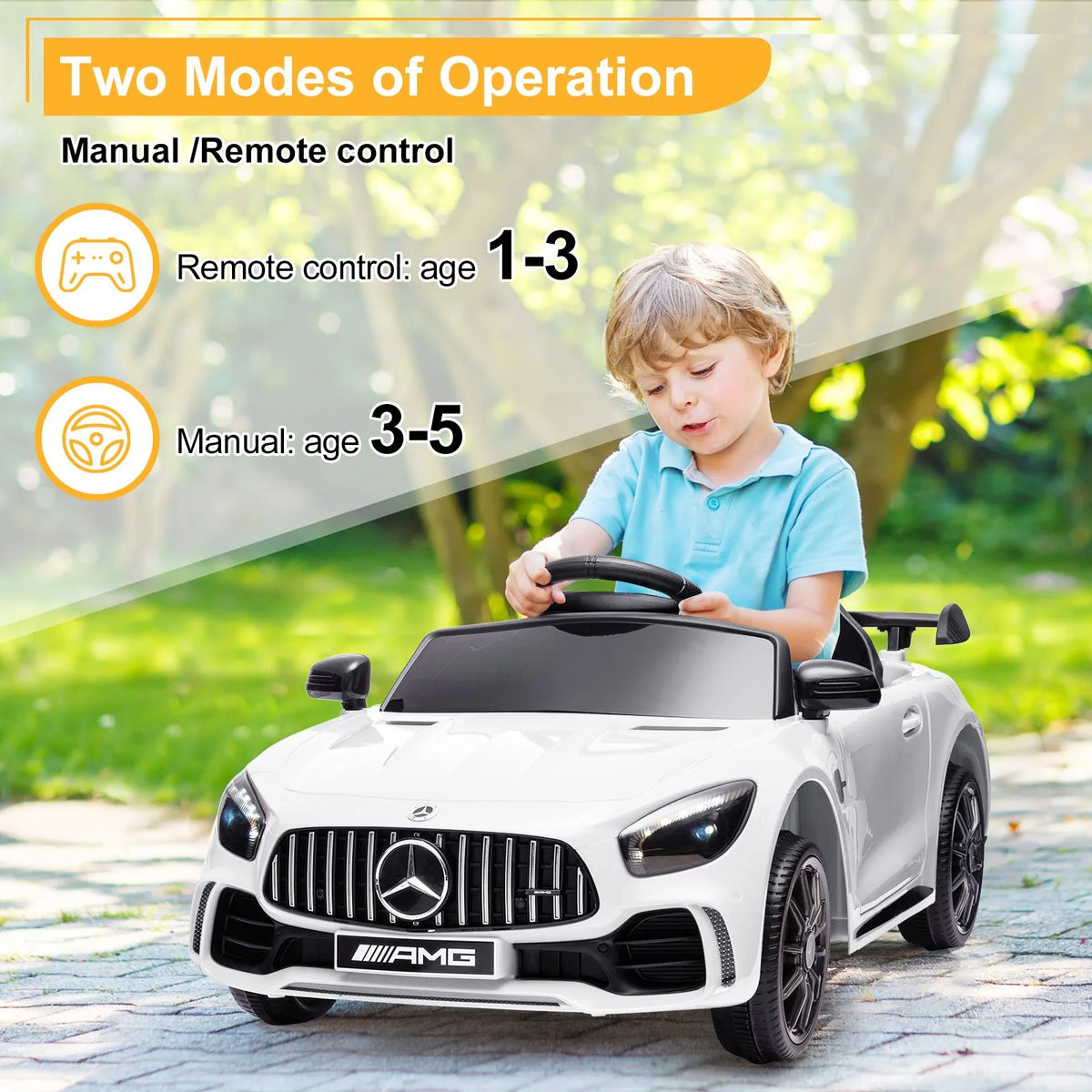 12V Electric Ride on Car Toy with Remote Control, LED Lights, Black V53483