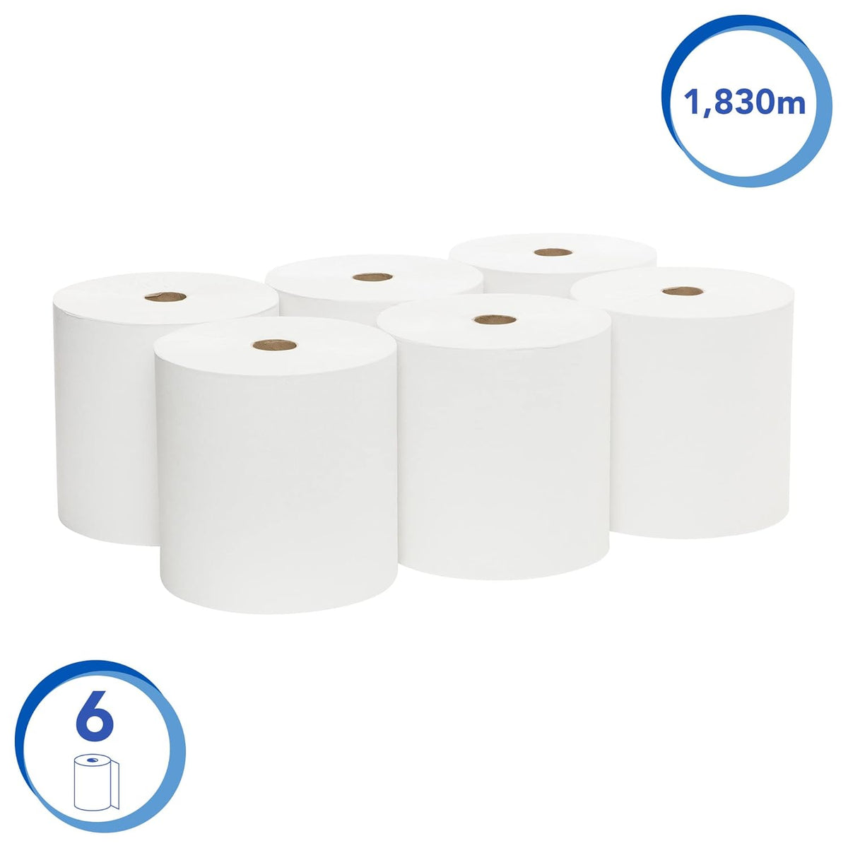 White Hard Roll Paper Towels, 6 Rolls E7842