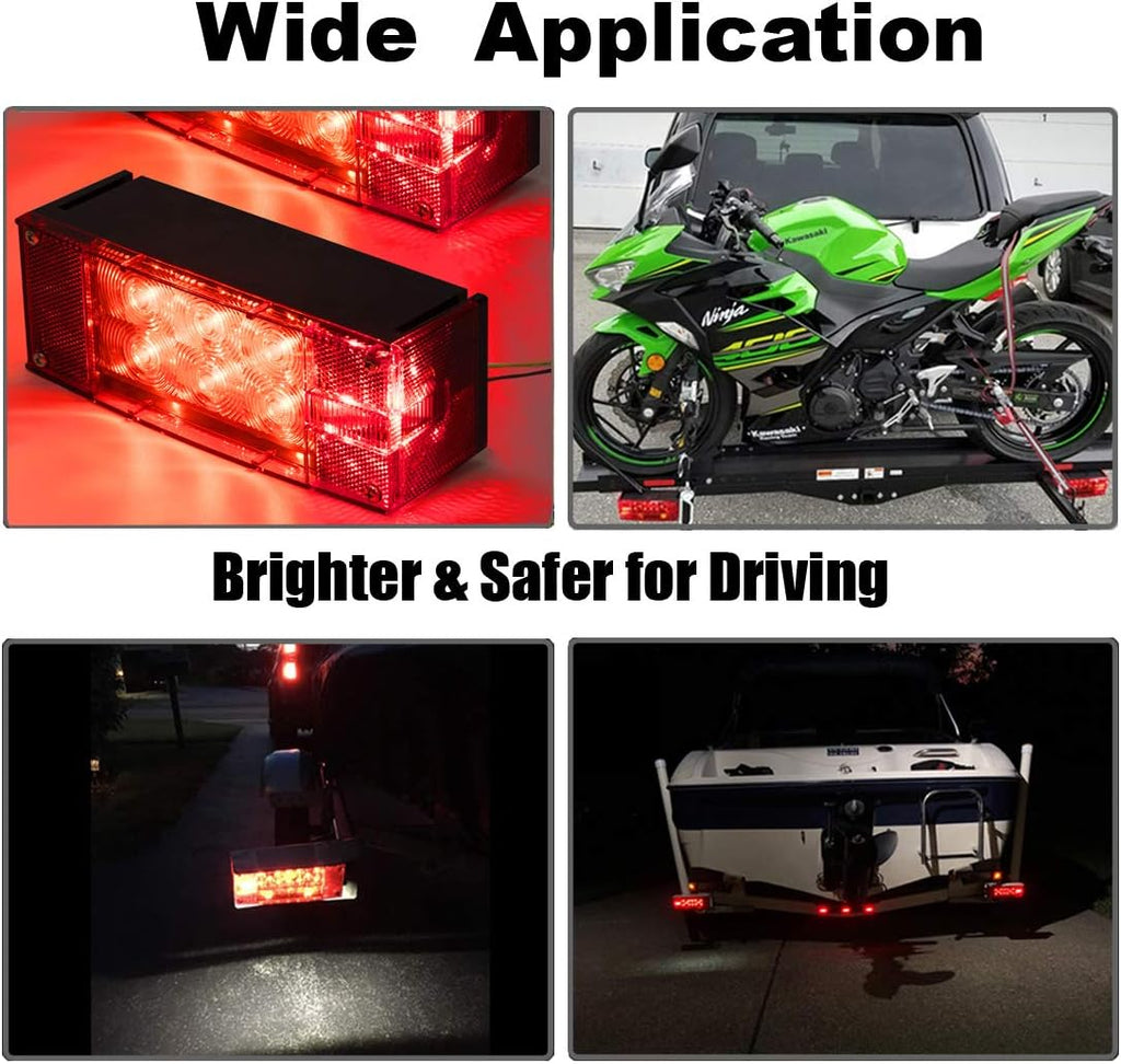 2PCS 12V LED Submersible Rectangular Trailer Lights U78762