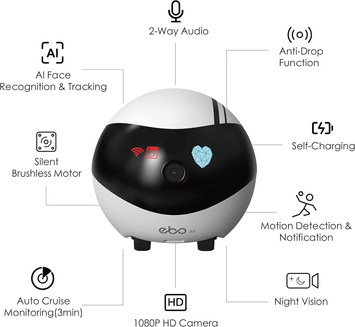 1080P HD Pet Camera Robot with Night Vision M98806