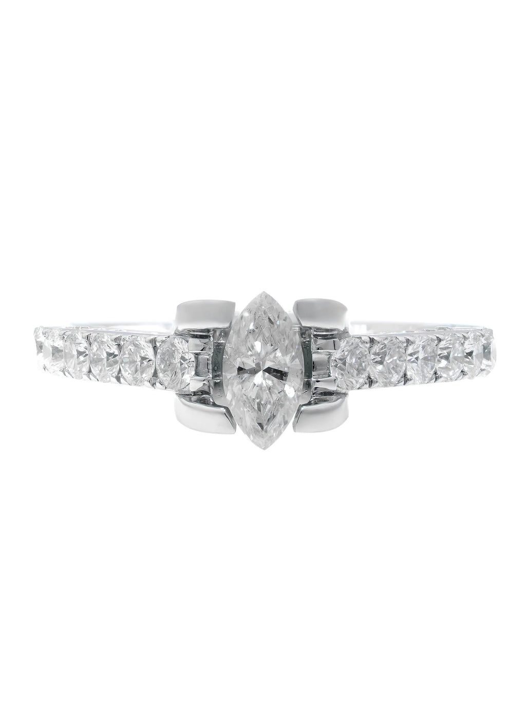 14K White Gold Diamond Accented Engagement Ring J71959