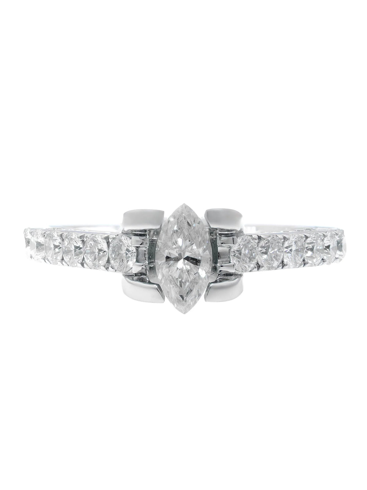 14K White Gold Diamond Accented Engagement Ring J71959