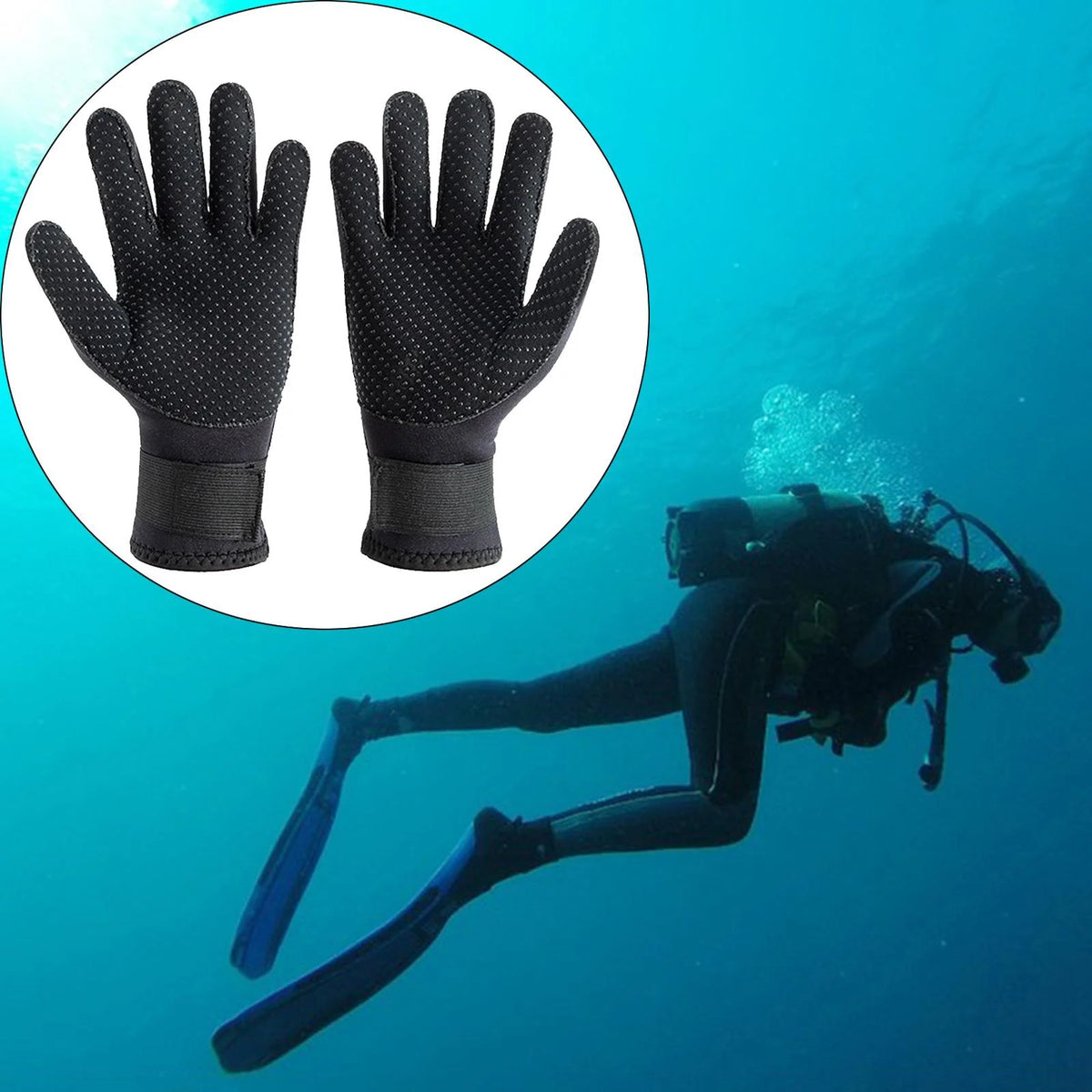 3mm Neoprene Five Finger Wetsuit Gloves A355897