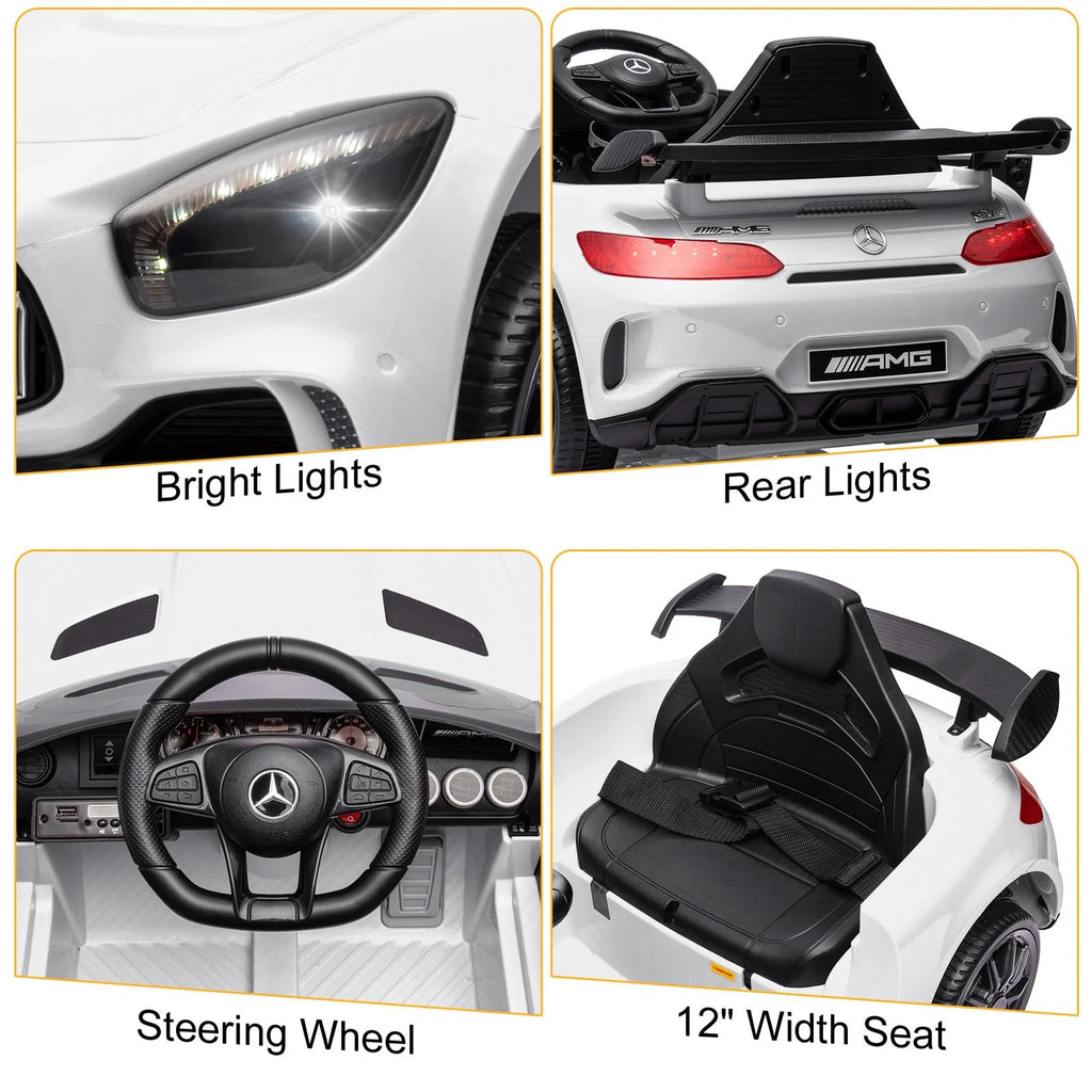 12V Electric Ride on Car Toy with Remote Control, LED Lights, Black V53483