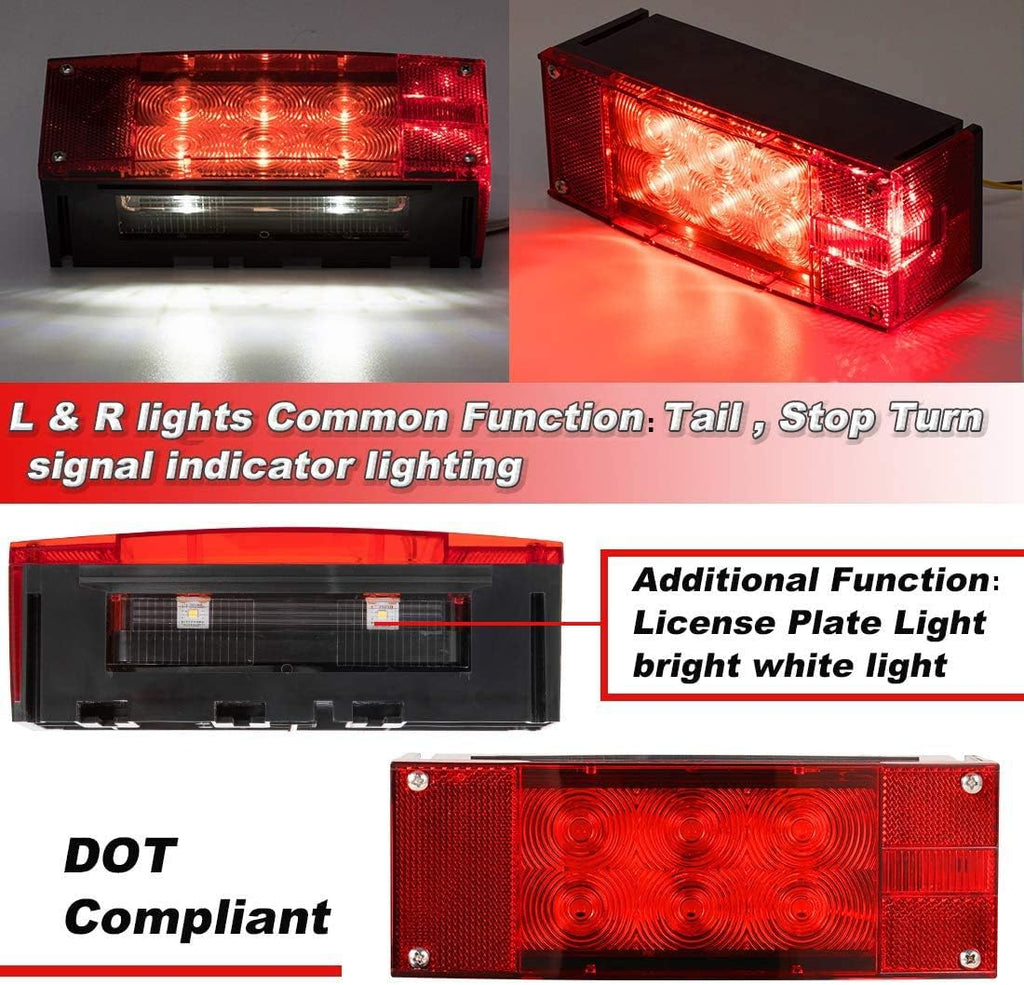 2PCS 12V LED Submersible Rectangular Trailer Lights U78762