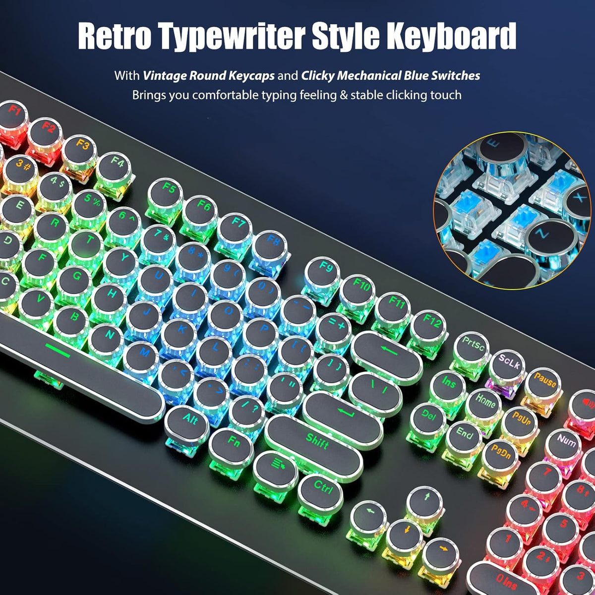 Black 108-Key Mechanical Gaming Keyboard with Blue Switch B54112